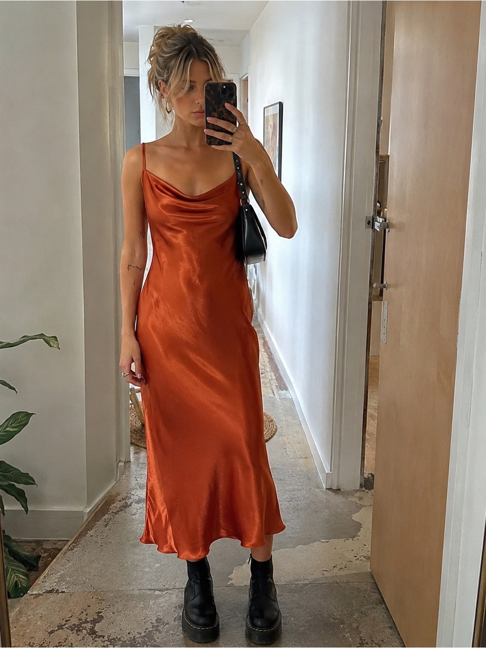 Bebe Satin Cowl Neck Slip Midi Dress 🍊 - Picture 2 of 6